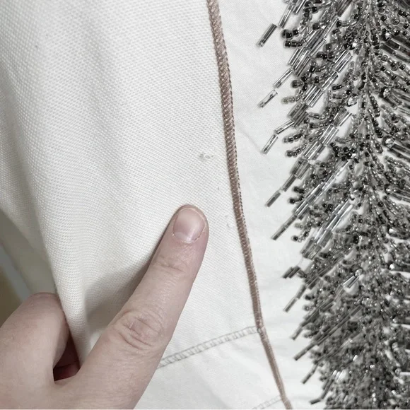 Anthropologie Burning Torch Hand Beaded Embellished Ivory Cotton Jacket Coat
